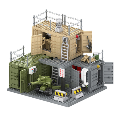 爆款三角洲武器库兵营超酷军事集装箱基地人仔拼装MOC小颗粒积木