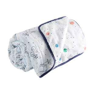 纳多果宝宝夹棉纱布抱被竹纤维亲子云朵恒温被学生午休被空调被