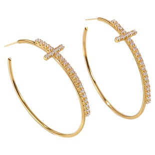 c形十字架耳环女2026新款爆款高级感素圈大耳圈圈圈夸张独特耳饰