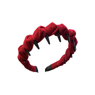 新年圣诞红色丝绒带齿发箍女洗脸化妆发卡高颅顶压发头箍头饰秋冬