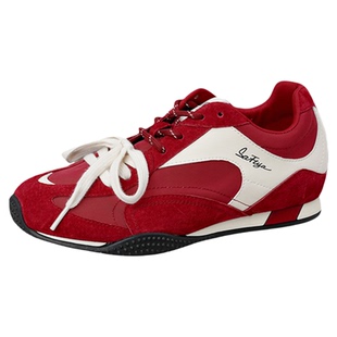 索菲娅阿甘鞋女士2026新款正流行红色双系带软底德训鞋运动休闲鞋