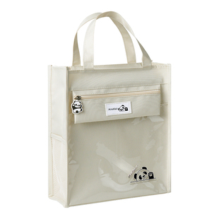 手提补习袋女小学生男孩初中生帆布手拎补课包补习班大容量女童美术袋作业文件试卷收纳袋拉链式高中学习书包