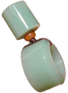 扳指桶珠青白玉籽料和田玉