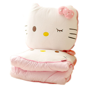 粉猫抱枕空调被抱枕两用办公室沙发飘窗靠垫靠枕午睡枕午休被礼物