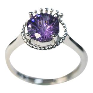 小王子皇冠托帕石黄晶戒指烟花切割超闪火彩紫水晶S925银宝石女戒