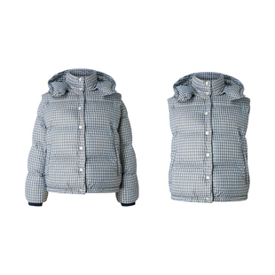 【雪松塔塔】Uena明星同款蓝色一衣多穿连帽羽绒服女袖子帽子可拆