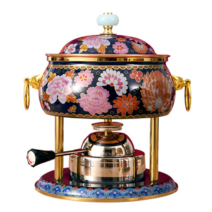 景泰蓝小火锅单人火锅炉瓦斯炉丁烷气罐炉小铜锅家用商用单人火锅