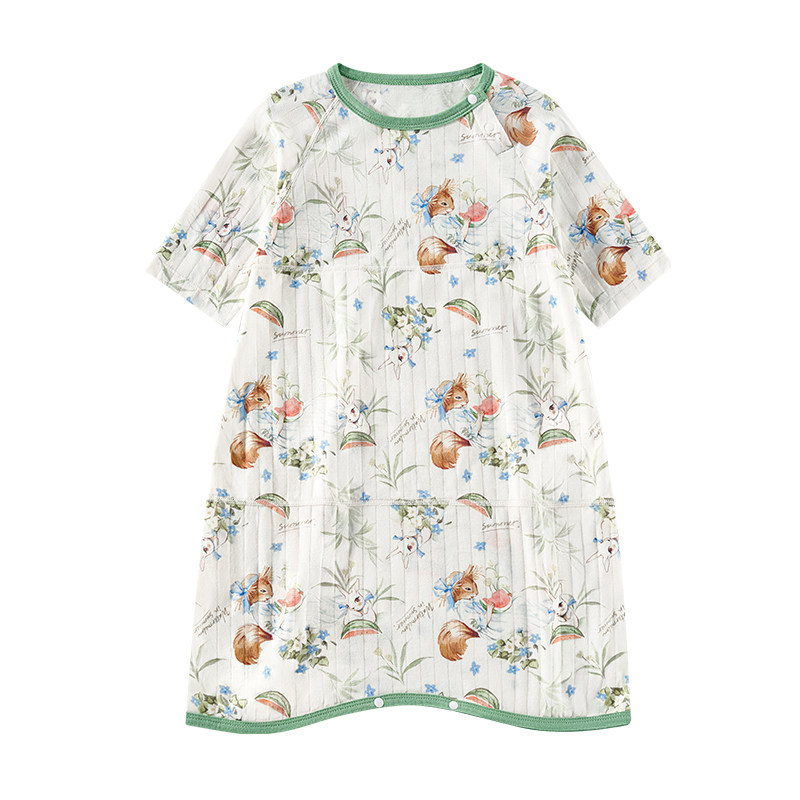 欧孕儿童睡裙夏季薄款纯棉a类宝宝家居服男孩女童连体睡衣空调服
