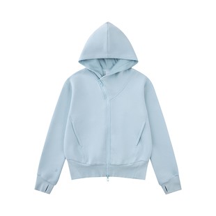 NORYBRAND斜拉链空气层连帽外套 简约休闲男女同款卫衣 cleanfit