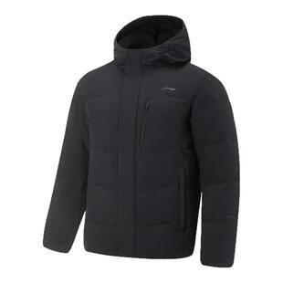 李宁2025新款冬立领短款羽绒服男女款宽松鸭绒黑色面包服保暖外套