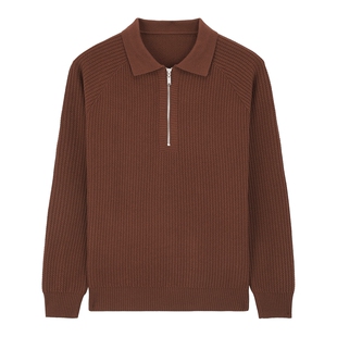 Mind Bridge【绵羊毛】男士肌理感针织2026年春半拉链Polo领毛衣
