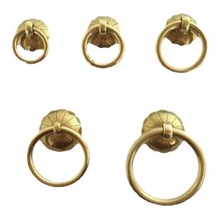 中式仿古纯铜柜门圆形中药柜简约圆环古典铜环抽屉拉手把手铜拉环