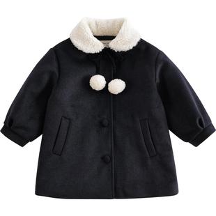 [奥莱特卖]马克珍妮冬装女童娃娃领新年红毛呢大衣儿童外套221576