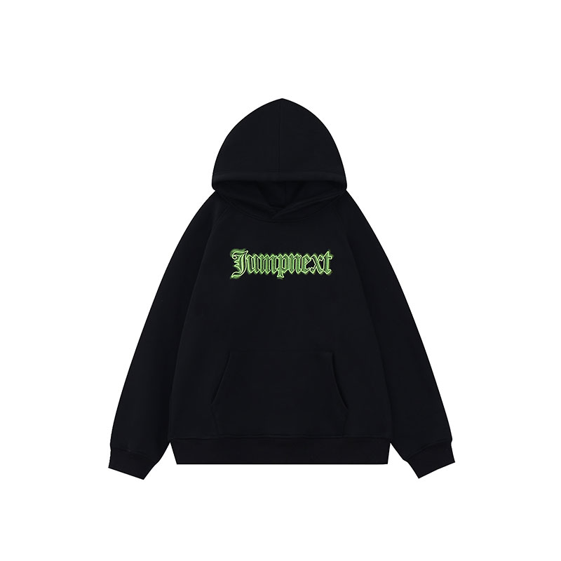 JUMPNEXT国潮牌重磅420克插肩袖帽衫美式纯色logo印花连帽卫衣男