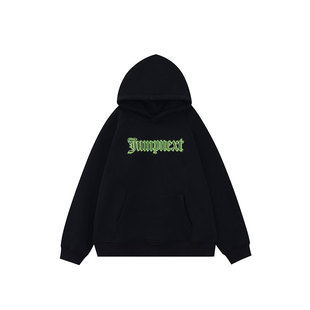 JUMPNEXT国潮牌重磅420克插肩袖帽衫美式纯色logo印花连帽卫衣男
