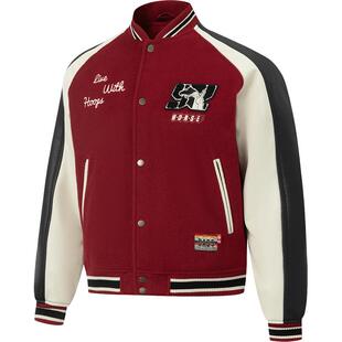 李宁反伍BADFIVE棉服男春季2026新款新年红色外套马年运动棒球服