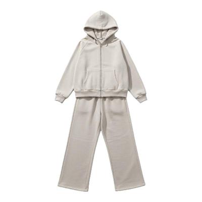 BW运动风重磅加绒连帽卫衣卫裤套装两件套舒适极简主义穿搭女灰色