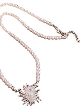 古婷烟花吊坠珍珠毛衣项链高级感