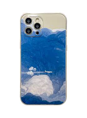 benefit简约蓝天白云飞机17pro16适用于iphone15promax苹果15PRO手机壳13新款14套12小众11透明xsmax硅胶xr防