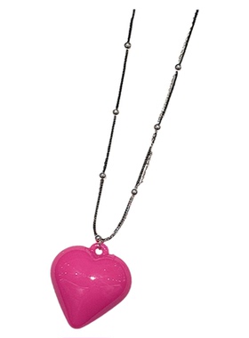 韩系ins风奶油色爱心项链小众