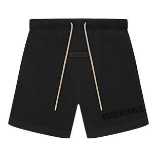 正品现货Fear of God Essentials 23SS大胶印字母棉质短裤玄青黑