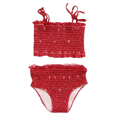 3件4折不换退 Littlefinandvince SS24春夏女宝吊带分体泳装套装