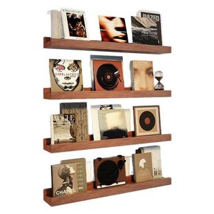 黑胶展示架实木墙上置物架一字唱片碟片CD架卧室电视墙搁板收纳架
