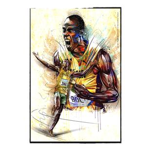 博尔特海报bolt跑步百米赛跑短跑田径运动员世界冠军相框装饰挂画