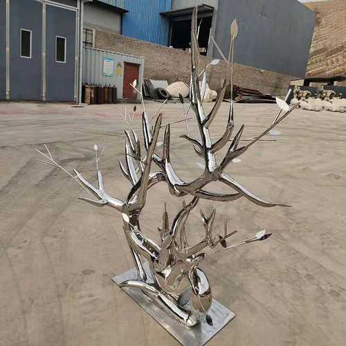 厂家户外不锈钢抽象树枝雕塑 售楼部酒店大型镜面金属景观雕塑