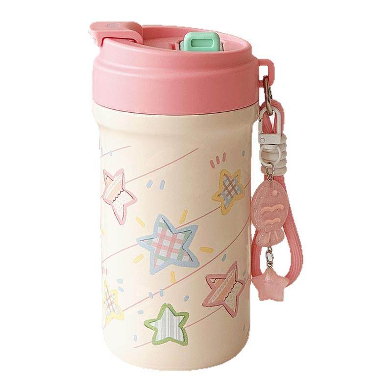 星星水杯2026新款保温杯女生高颜值吸管随行咖啡杯子泡茶便携学生
