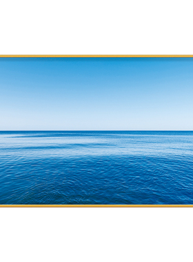 蓝色海洋挂画沙滩蓝天白云辽阔大海装饰画横版流水生财风景墙壁画