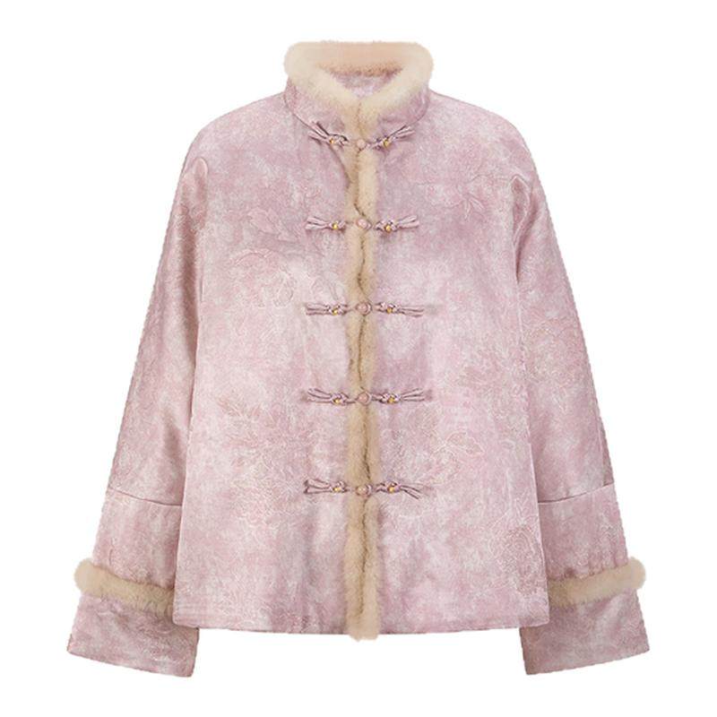 【星妍】莨西子新中式国风桑蚕丝棉服外套女复古千金风贵气棉衣