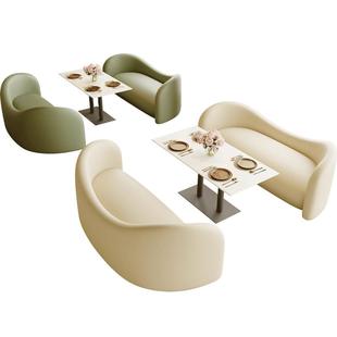 奶茶店桌椅组合卡座沙发咖啡厅酒吧美容院服装店接待沙发餐饮座椅