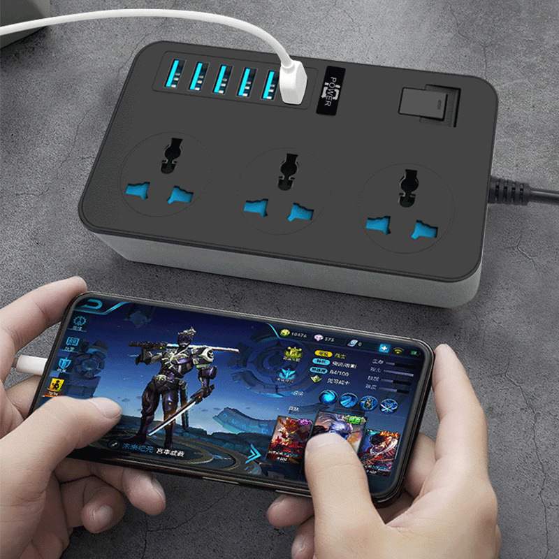 插座板多插位家用插转一充电插座排排多智能电源标线板插插英usb