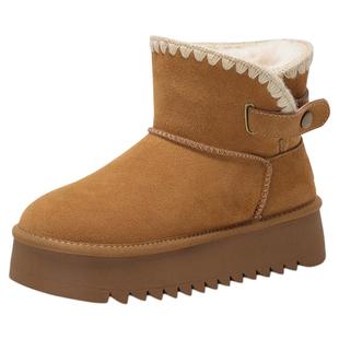 千百度雪地靴女冬季新款棉鞋加绒保暖加厚防滑厚底雪地棉短款女靴