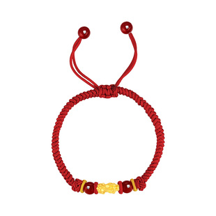 水贝黄金官方旗舰店足金999貔貅手链玛瑙编织手绳纯金小克重礼物