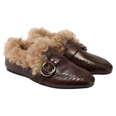 fed复古毛毛鞋冬季新款女鞋保暖单鞋加绒乐福鞋女款S1111-YAB020