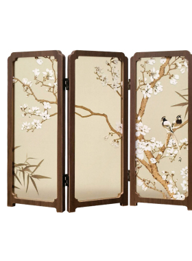 花鸟透明桌面小屏风摆件
