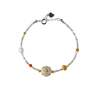 宫里上新银手链女款纯银古法碎银子珐琅银饰生日新年礼物巨好看的