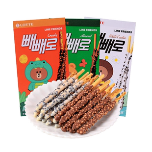 【自营】韩国进口乐天派派乐巧克力扁桃仁曲奇颗粒脆米棒网红零食