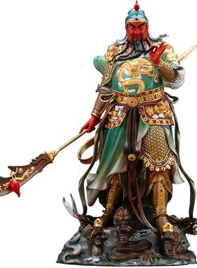 铜彩贴金关公神像供奉店铺武财神