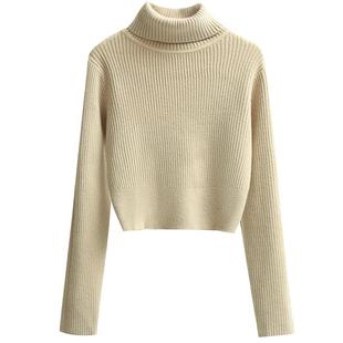 短款高领毛衣女2025年秋冬新款加厚内搭长袖打底针织衫黑白色上衣