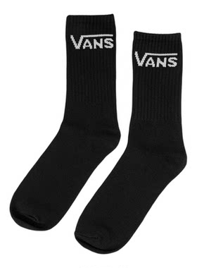 VANS男女同款黑白色纯棉中筒袜