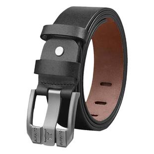 头层牛皮男士打孔皮带裤腰带真皮新款扁针扣无夹层纯牛皮结实耐用