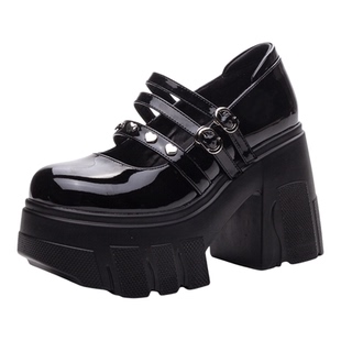 11cm厚底内增高凉鞋女2026新款小个子松糕鞋休闲玛丽珍小皮鞋包头