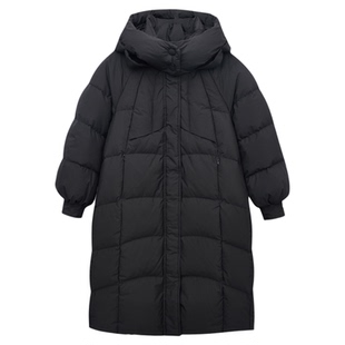 快鱼羽绒服女2025年冬新款女士长款简约纯色韩版廓形加厚上衣外套