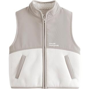 马克珍妮男童拼接摇粒绒马甲儿童加绒上衣2025年春秋款背心241107