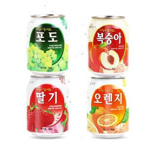 九日韩国进口果汁饮料 富含果粒果肉整箱多口味组合装 238ml*6罐