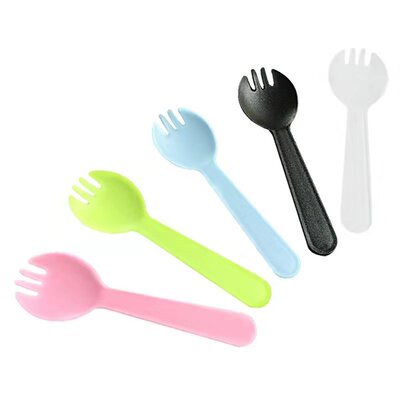 一次性蛋糕叉勺塑料黑色独立包装