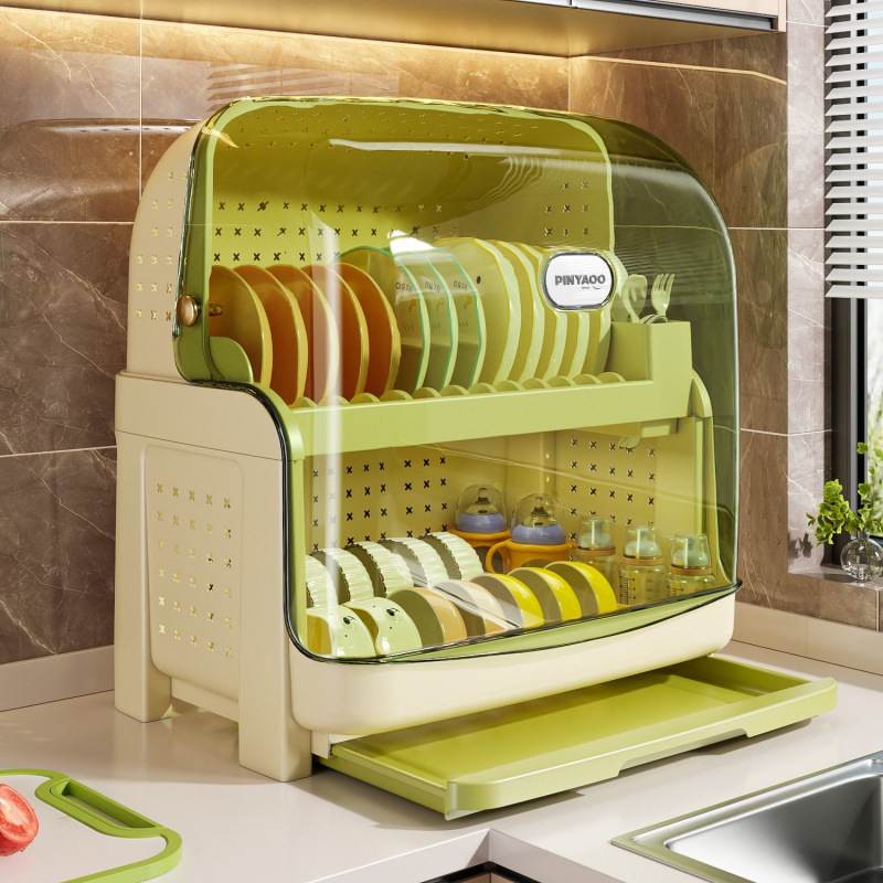 厨房碗架碗筷收纳盒带箱碗柜塑料装碗盘放碟餐具沥水盖置物架家用